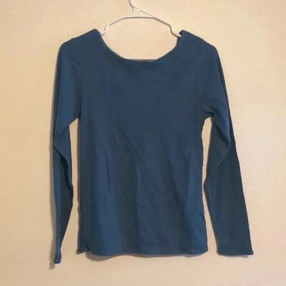Sahalie quarter button blue long sleeve top size M - Picture 6 of 6